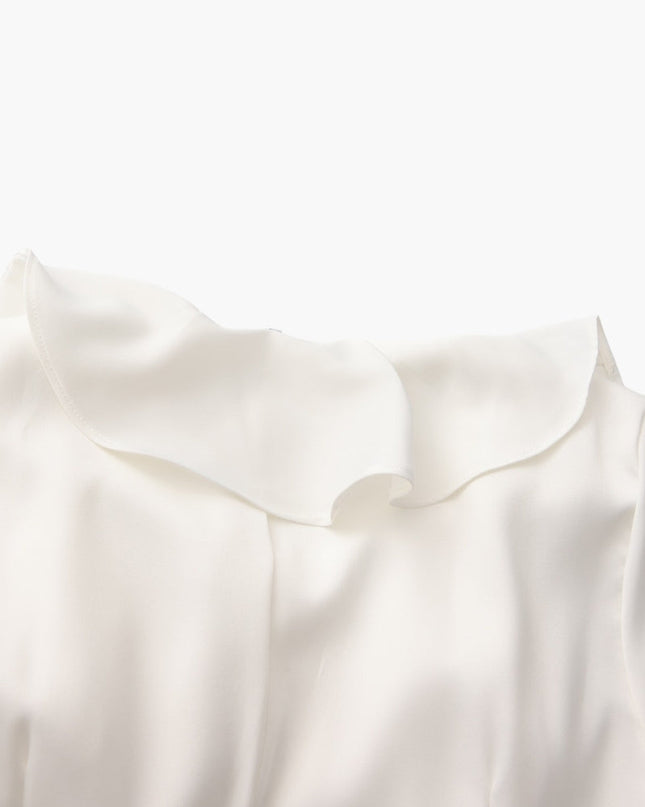 Pearl Button Ruffle Midi Dress