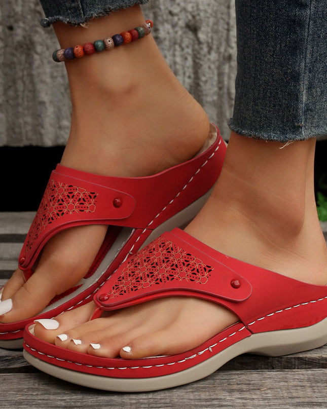 Women's Thong Sandals | Summer Beach Flip Flops Open-Toe PU Slippers