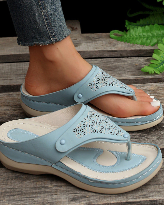 Women's Thong Sandals | Summer Beach Flip Flops Open-Toe PU Slippers