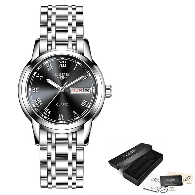 Women's Two Tone Stainless Steel Bracelet Watch Slim