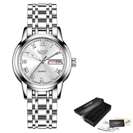 Women's Two Tone Stainless Steel Bracelet Watch Slim