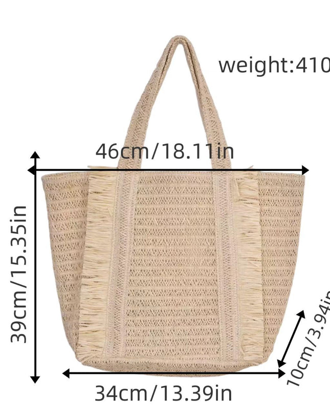 Handwoven Straw Beach Tote – Women’s Vacation Shoulder Bag, Large Capacity Woven Purse