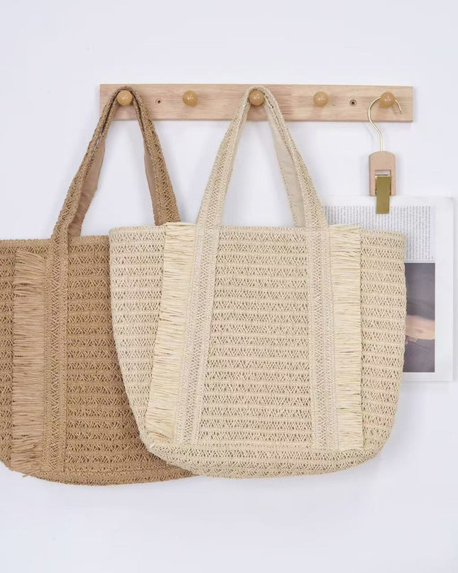 Handwoven Straw Beach Tote – Women’s Vacation Shoulder Bag, Large Capacity Woven Purse