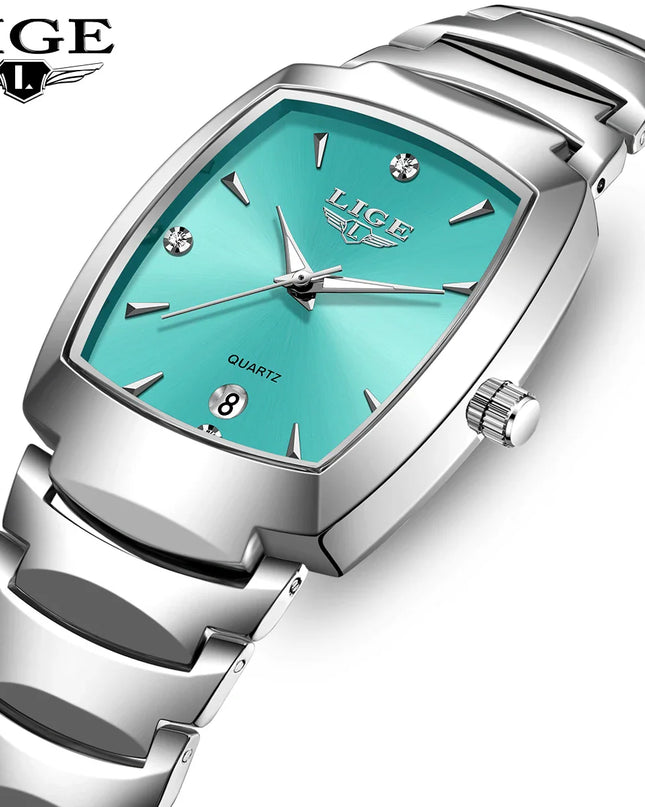 Women's Turquoise Dial Stainless Steel Rectangular Watch