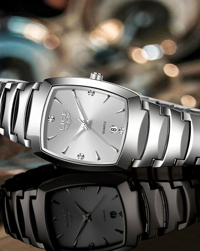 Women's Stainless Steel Rectangular Quartz Dress Watch