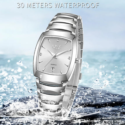 Women's Stainless Steel Rectangular Quartz Dress Watch