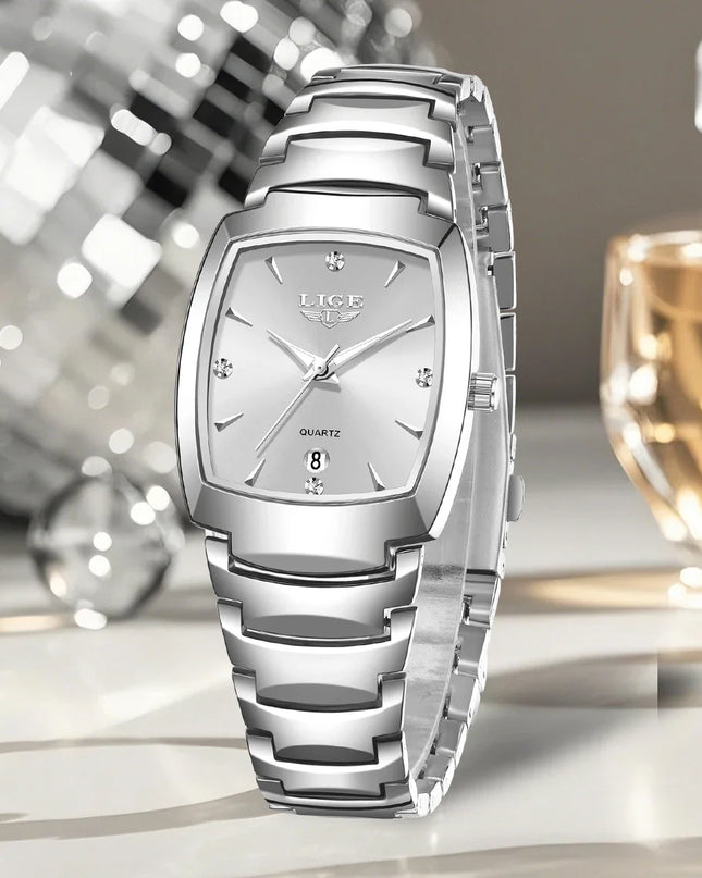 Women's Stainless Steel Rectangular Quartz Dress Watch