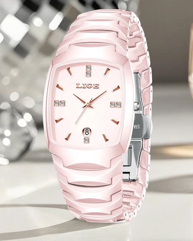 Women's Rose Gold Stainless Steel Luminous Date Slim Watch