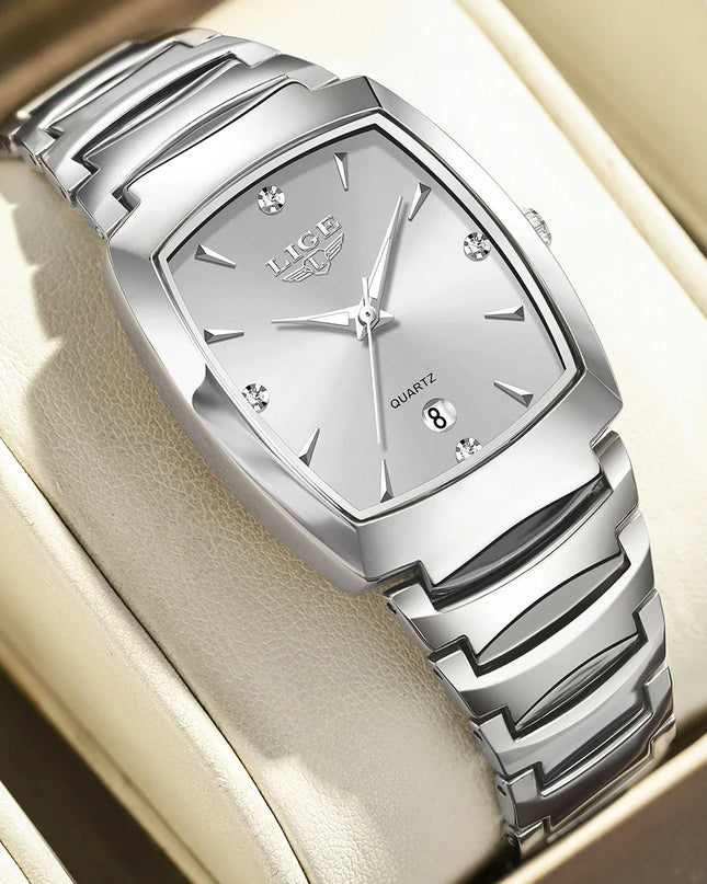 Women's Stainless Steel Rectangular Quartz Dress Watch