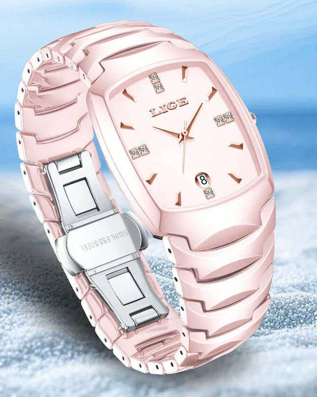 Women's Rose Gold Stainless Steel Luminous Date Slim Watch