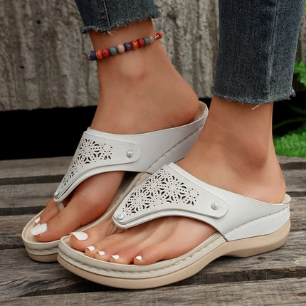 Women's Thong Sandals | Summer Beach Flip Flops Open-Toe PU Slippers