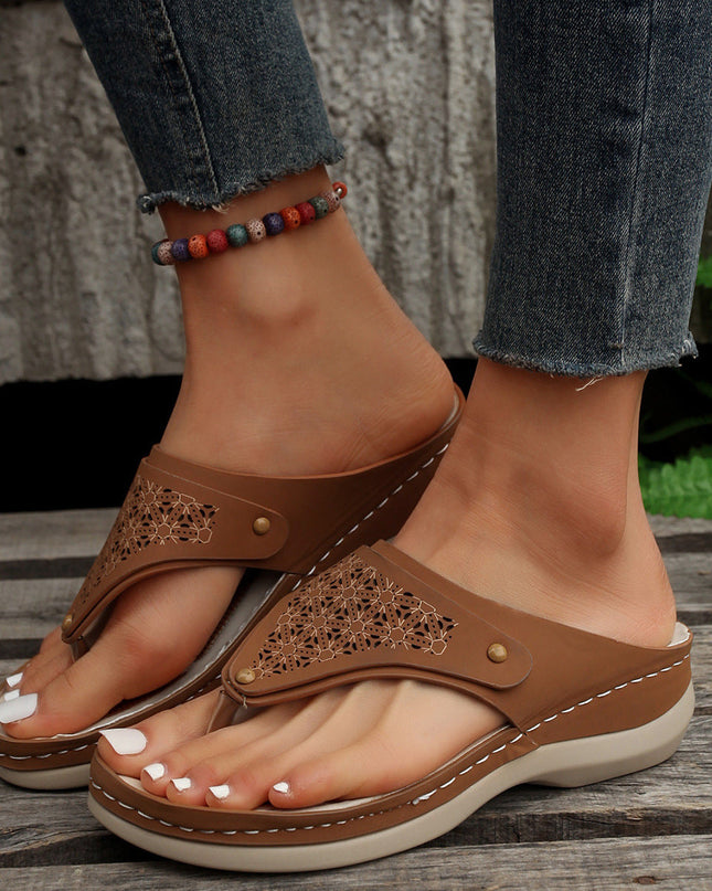 Women's Thong Sandals | Summer Beach Flip Flops Open-Toe PU Slippers